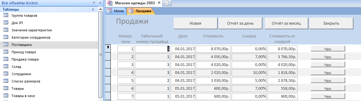 Готовая база данных access «Магазин одежды, обуви и аксессуаров» 