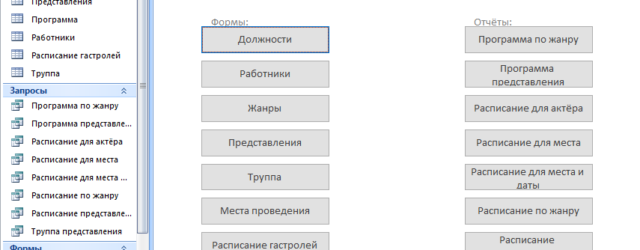 Главная форма готовой базы данных access Цирк